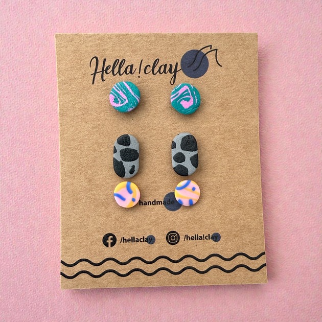 kolczyki z masy plastycznej Minikolczyki 3pack