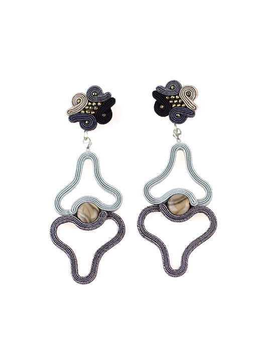 kolczyki soutache Blac & White Kolczyki TIKI z zawieszką PULELEHUA