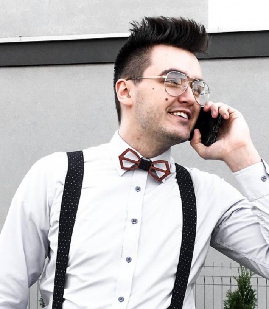 Mucha męska drewniana , prezent  AKADEMIA STYLU