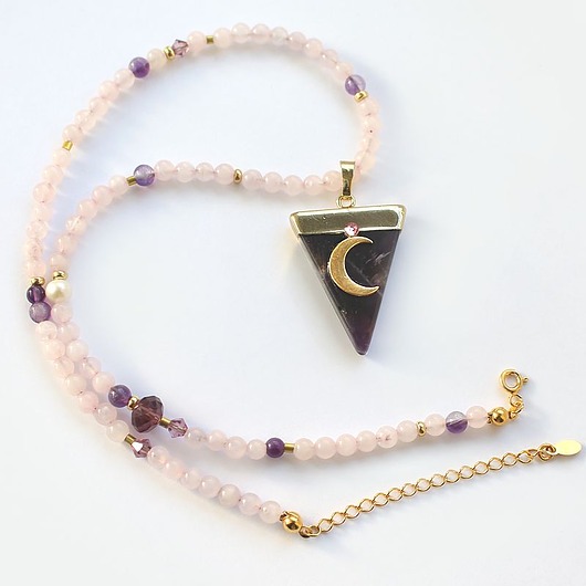 złote naszyjniki Ametyst kwarc różowy choker