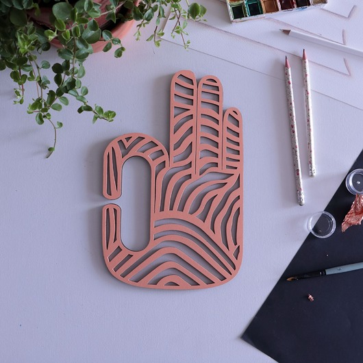 Ozdoby na ścianę OKEJ 3D sklejkowa dekoracja na ścianę (brzoskwiniowa)