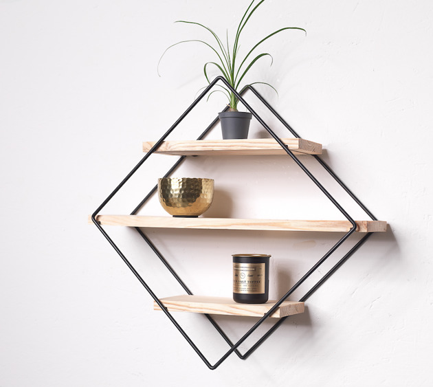 półki SKANDI DESIGN - Nowoczesna półka ze stali i surowego drewna