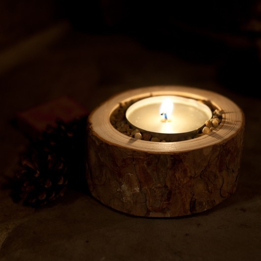 Świecznik z sosny na tealight&#039;a i love nature
