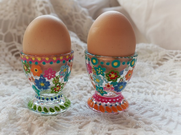 szklanki i kieliszki Kieliszki do jajek 2 szt. ręcznie malowane EASTER