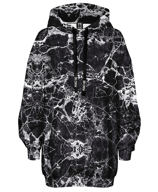 bluza z kapturem damska Bluza Oversize Tunika DR.CROW Marble Black