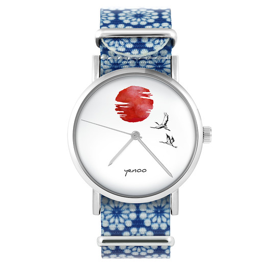 zegarki damskie Zegarek - Żurawie na tle słońca - niebieski