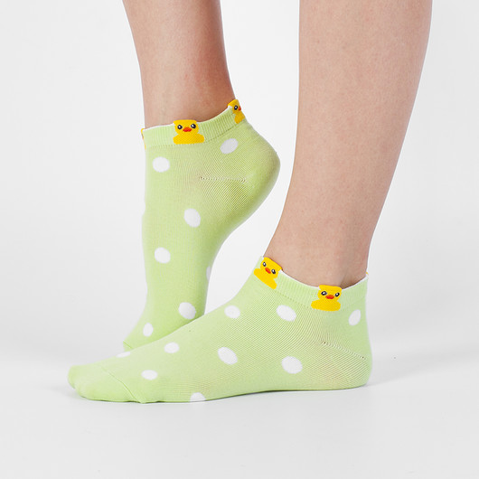 Skarpetki w kropeczki z kaczuszkami - zielone  CandySox