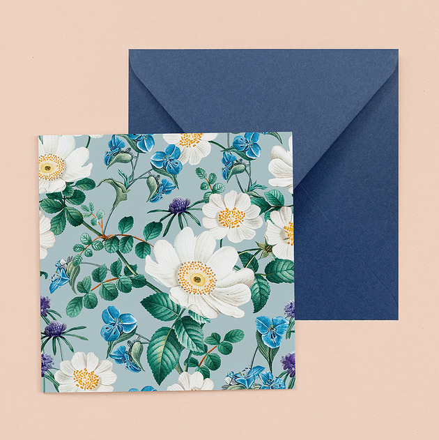 kartki okolicznościowe - wydruki Kartka okolicznościowa - Niebieskie kwiaty