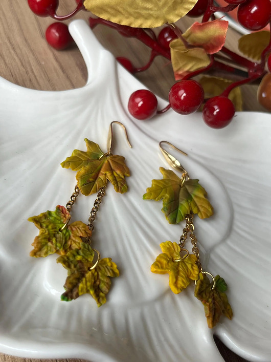 kolczyki z masy plastycznej Kolczyki Jesienne Liście