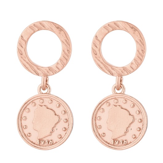 kolczyki pozłacane Kolczyki z różowego złota z monetami