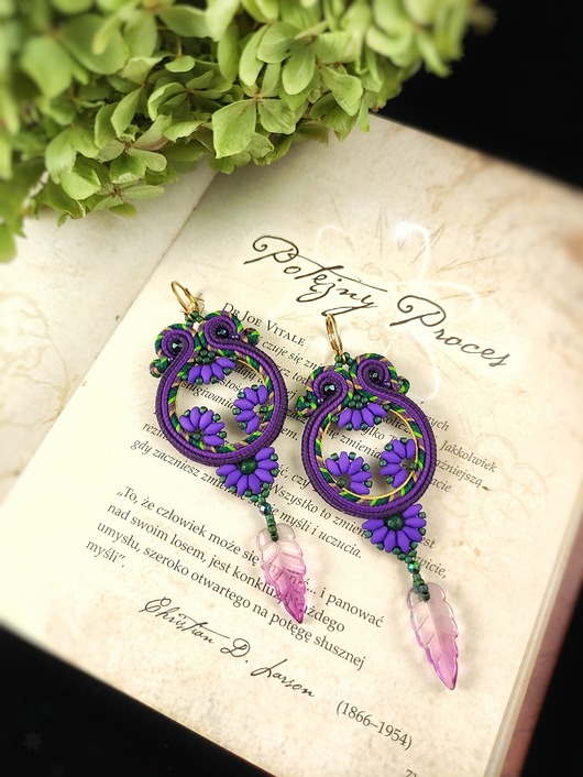 kolczyki soutache Fiołkowa Wiosna Kolczyki sutasz