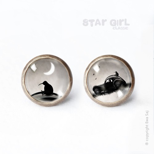 kolczyki szklane Star Girl Classic Auto/Dach, mini wkręty