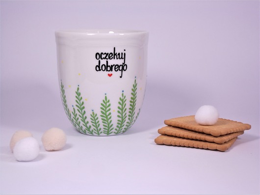 Wiosenny kubek "Oczekuj dobrego" 250 ml Ceramika Ciepliki