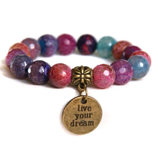 LIVE YOUR DREAM - agat multicolor FASETKA kaktusia