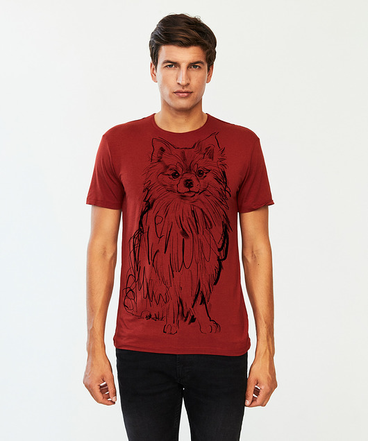 t-shirty męskie Pomeranian Dog no.2 Men's T-shirt marsala