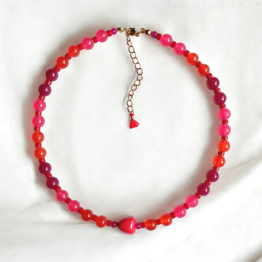 chokery Choker : energy : summer collection : jadeit i ceramiczne serduszko