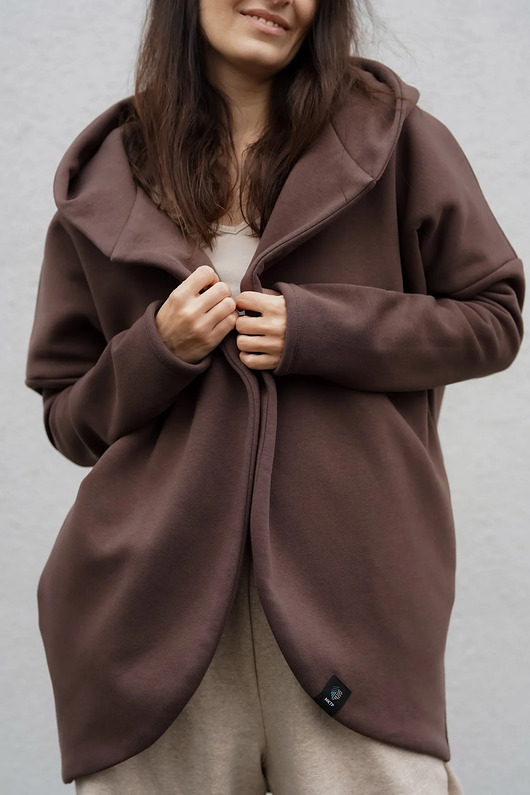 bluza z kapturem damska Peleryna do zadań specjalnych Brąz