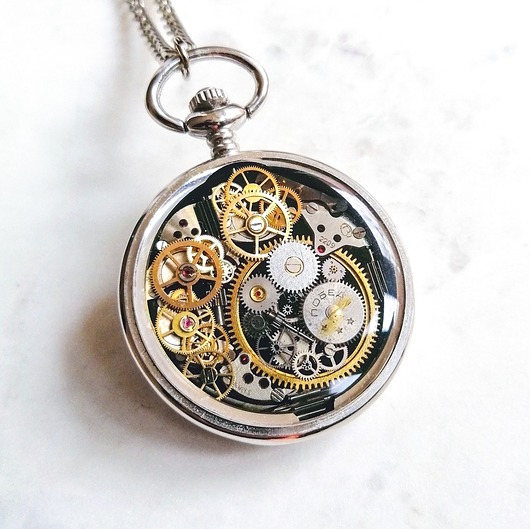 Time Machine - Dwustronny wisior Steampunk DROBINY CZASU
