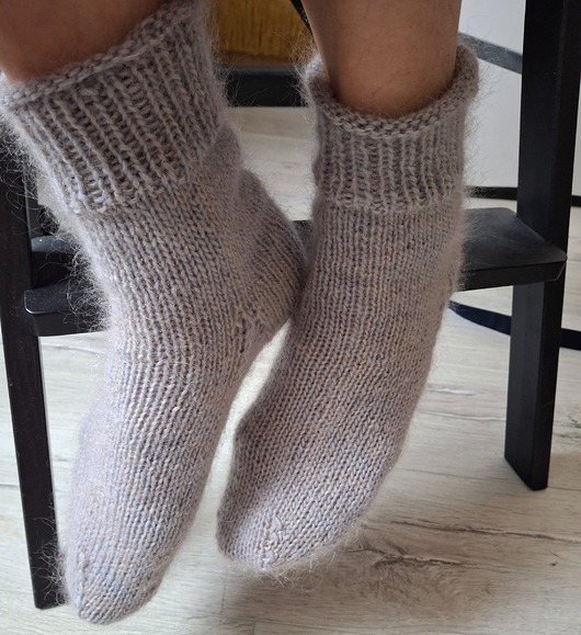 Akcesoria pozostałe Skarpetki dzierganie szaro-beżowe