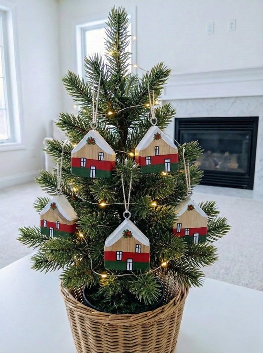 ozdoby choinkowe Zestaw domków bombek