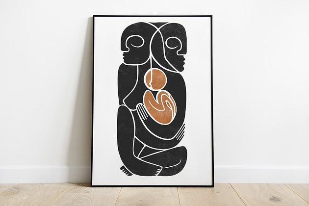 Grafika w stylu "Woodblock", papier 100% bawełna Pas De LArt