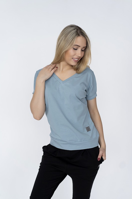 Bluzka V-NECK - niebieska Lillow