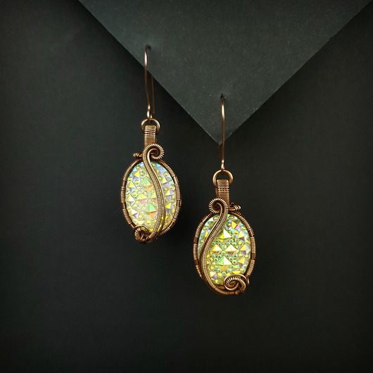 kolczyki wire wrapping Kolczyki z żywicą