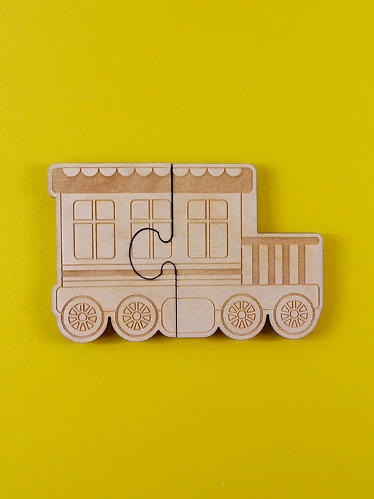 MAGNESY NA LODÓWKĘ  PUZZLE DREWNIANE Wagon 2 STUKA PUKA