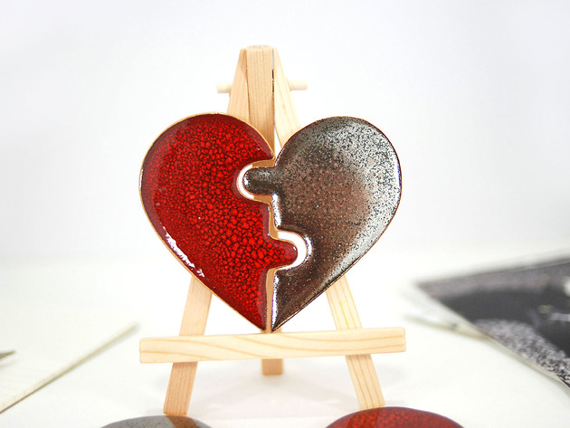 Ceramiczne serce puzzle - magnes na lodówkę 10FingersArt