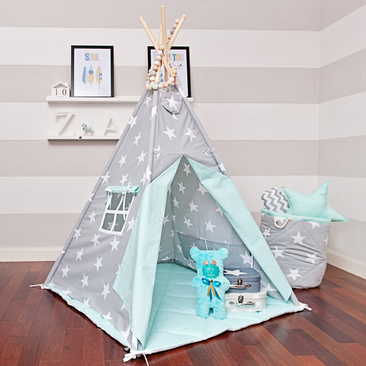 Zestaw Tipi Mata Poduszki Miętowe Niebo Fun with Mum