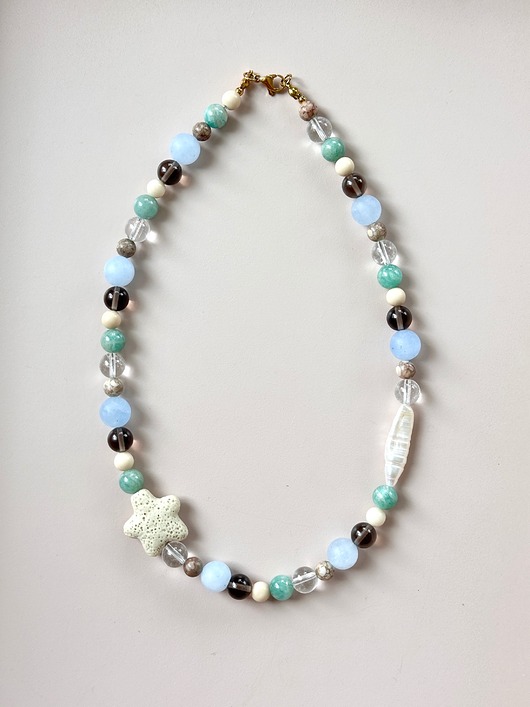 korale Naszyjnik z kamieni naturalnych Multistones blue