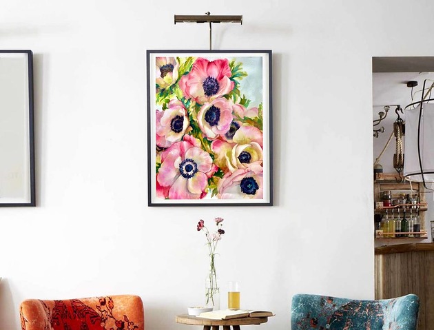 obrazy "Zawilce" 56*76 cm/akwarela na papierze