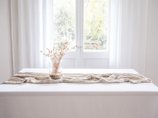 obrusy i serwetki Bieżnik Lniany Muślin NATURAL
