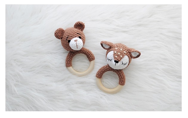 gryzaki i śliniaki dla dzieci Zestaw - miś i sarenka