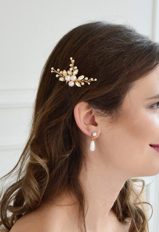 Ślubne ozdoby do włosów Grzebyk z perłami Swarovskiego Elisa