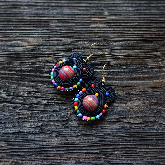 Kolorowe -kolczyki soutache Mró Soutache