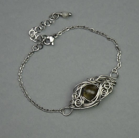 bransoletki wire wrapping Bransoletka regulowana labradoryt wire wrapping