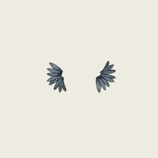 Grafitowe kolczyki piórka- Angel KOS jewellery