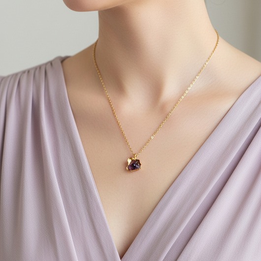 złote naszyjniki Naszyjnik z Ametystem