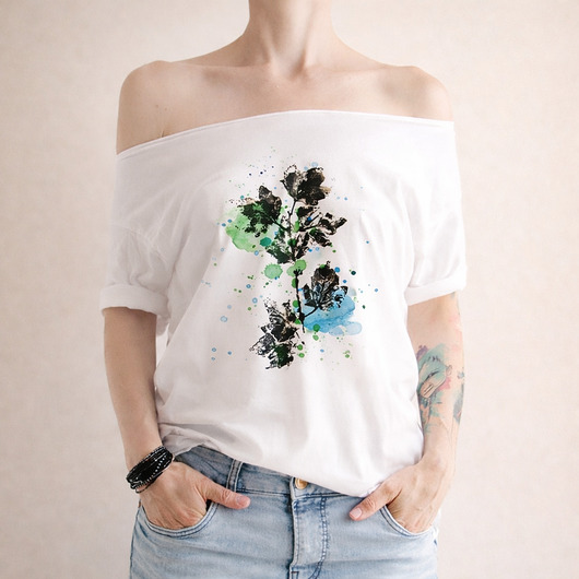 t-shirt damskie Bluszcz tusze Oversize Biały