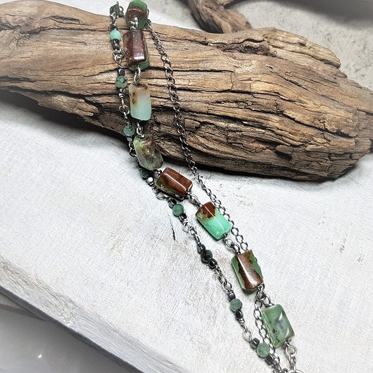 bransoletki z kamieni naturalnych Bransoletka chryzopraz i szmaragdy