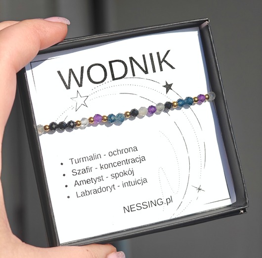 bransoletki z kamieni naturalnych WODNIK bransoletka zodiakalna na gumce