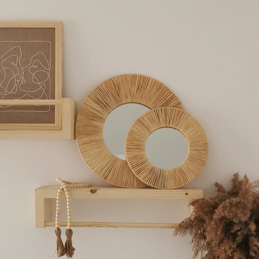 lustra stojące i wiszące Lustro boho z raffi
