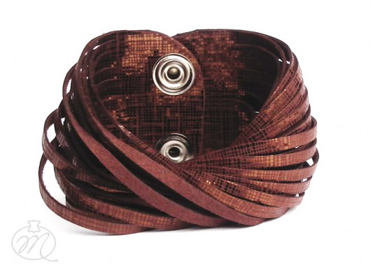 Bransoleta skóra brąz metallic TWISTed Mikashka