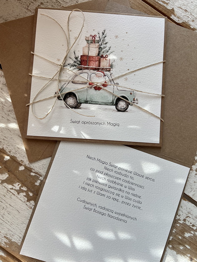 kartki świąteczne Kartka świąteczna ręcznie robiona na Boże Narodzenie - Mikołaj