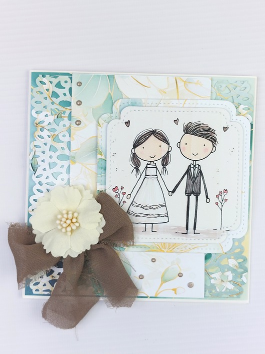 kartki scrapbooking Kartka ślubna /zieleń/