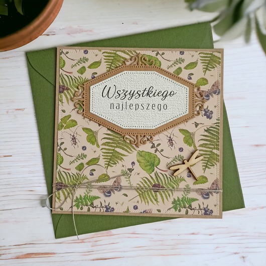 kartki scrapbooking Wszystkiego najlepszego : las : leśna kartka handmade