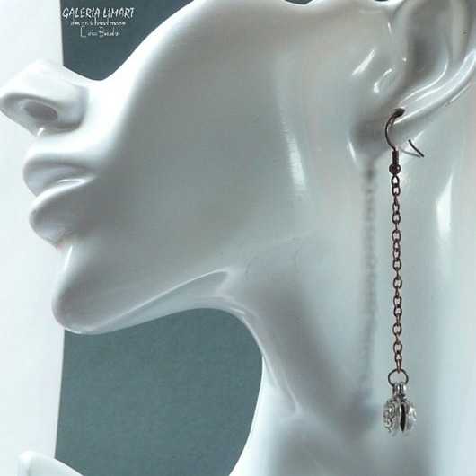 kolczyki - inne Urocze serduszka na łańcuszku dla fanki długich kolczyków handmade