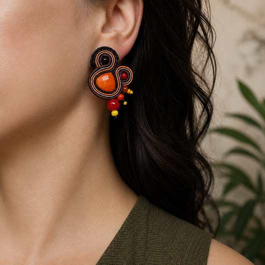 kolczyki soutache Autumn Garden - etniczne kolczyki soutache