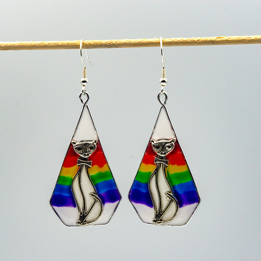 kolczyki z żywicy Kolczyki pride z żywicy z kotem 010